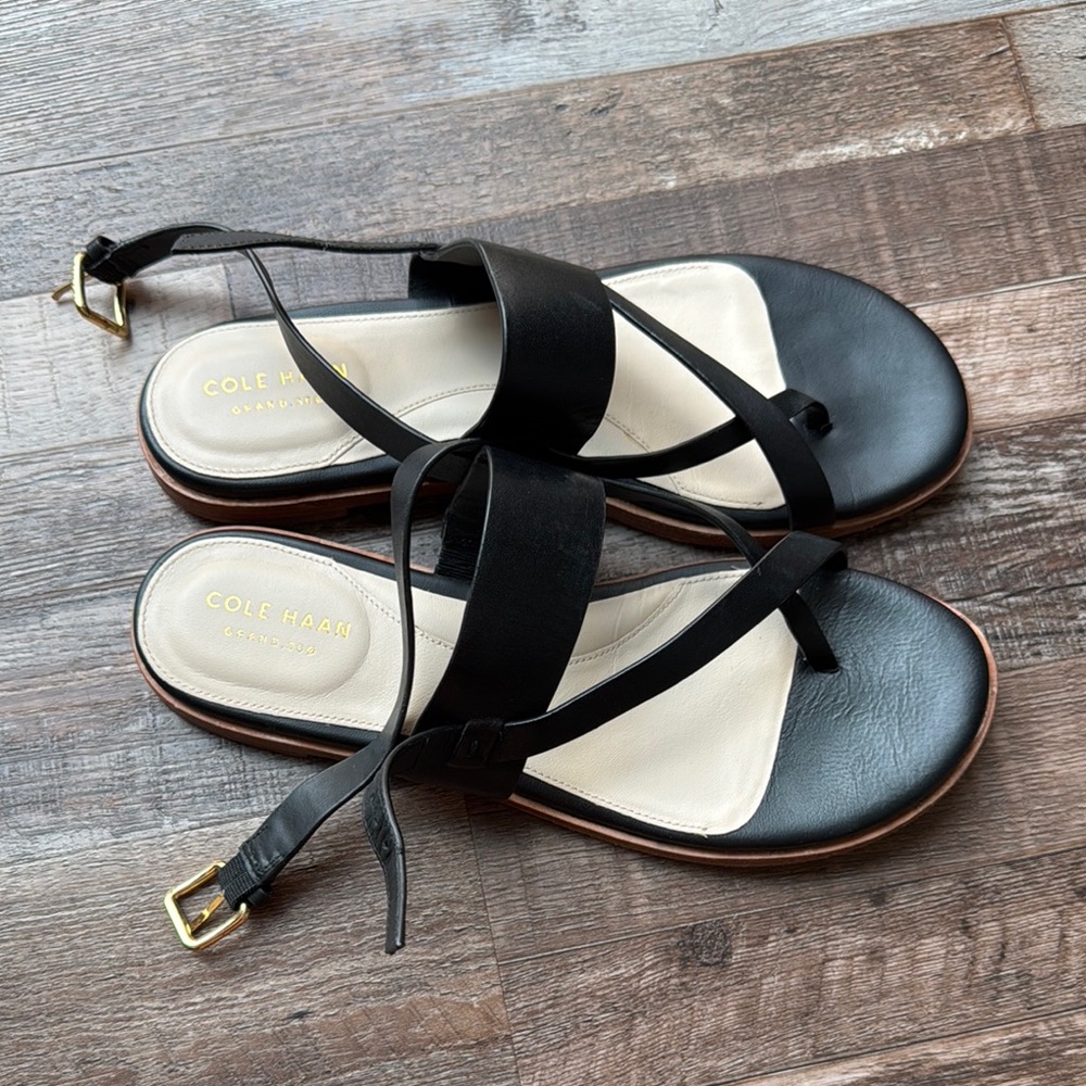 Cole Haan Black and Cream Women's Sandals